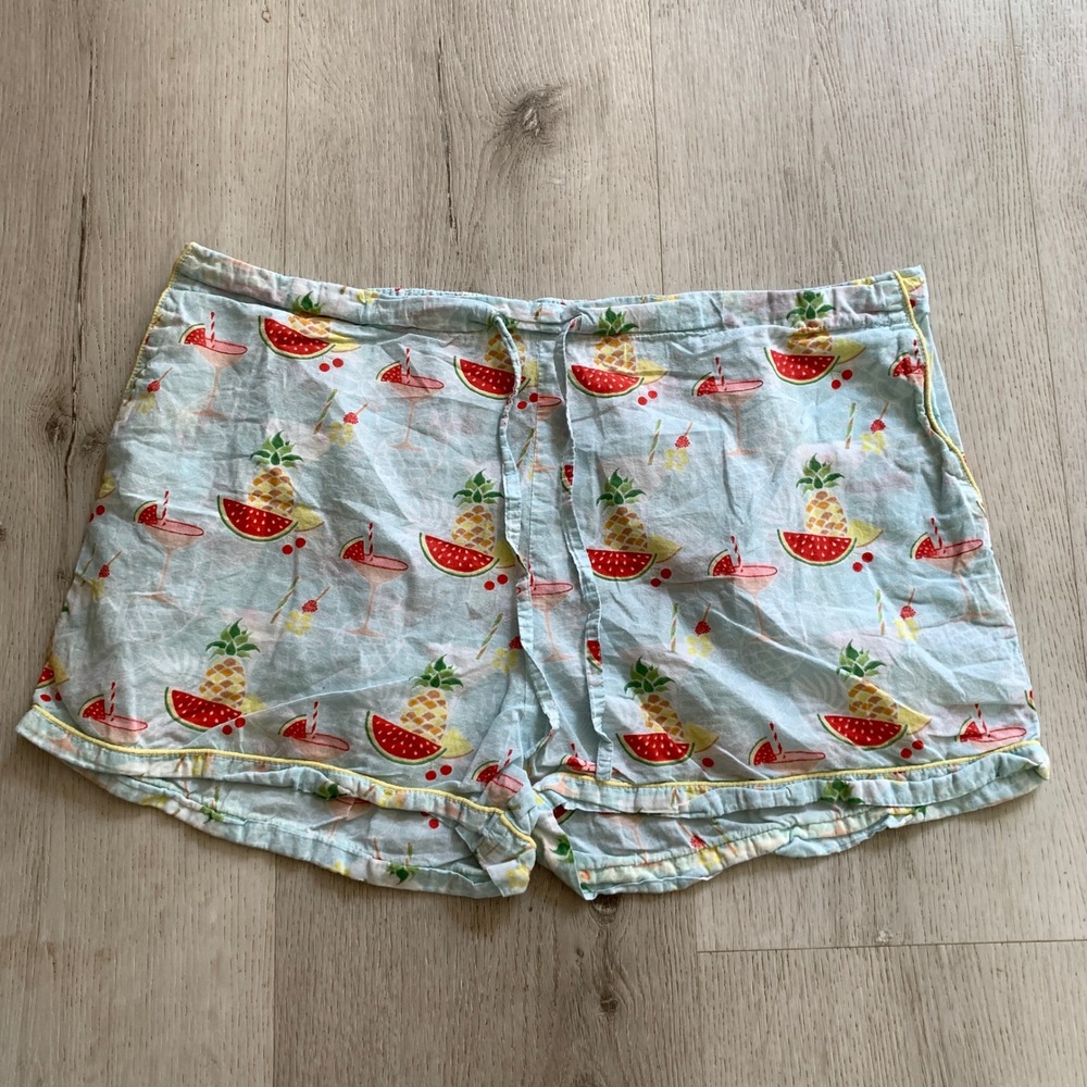 Mahogany Womens Blue Tropical Fruit Cocktail Pajama Shorts Size L Watermelon